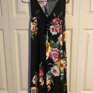 Floral Black Sleeveless Dress